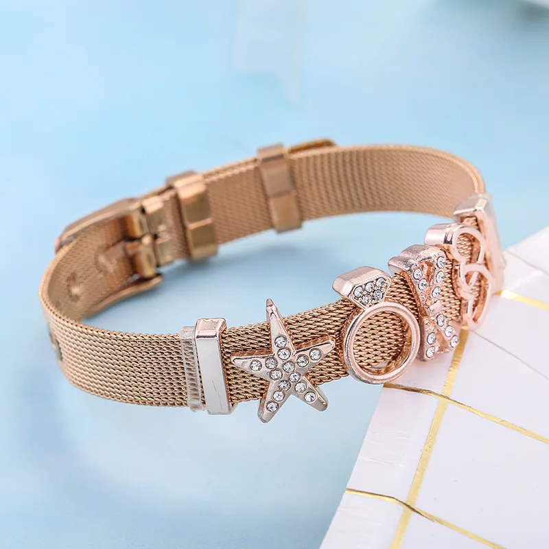 

Amazon Hot Fashion Jewelry Women Watch Chain Rose Gold Plated Handmade Mexican Stainless Steel Mesh Bracelets, Vintage gold