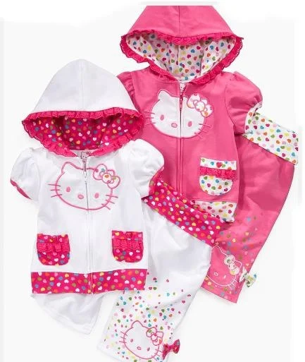

Good price Baby girls summer style lovely 2 pcs clothing girls short sleeve hooded blouse trousers sets children wear, Picture shows
