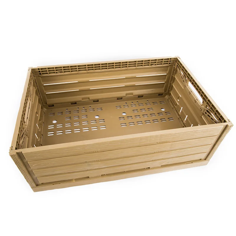 
Wood look like effect folding Collapsible Plastic Storage RPC Crate for fruit and vegetable 