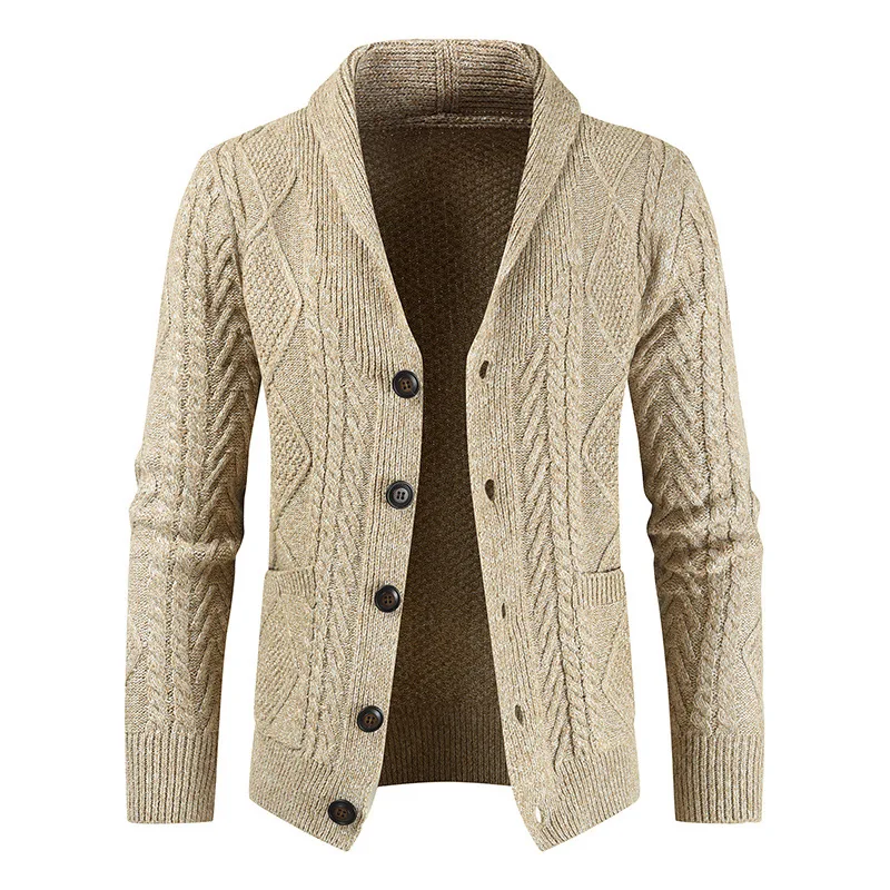 

Fashion Loose Men's Jacket Men's Thick Knit Sweater Lapel Thick Sweater Cardigan, Pictures