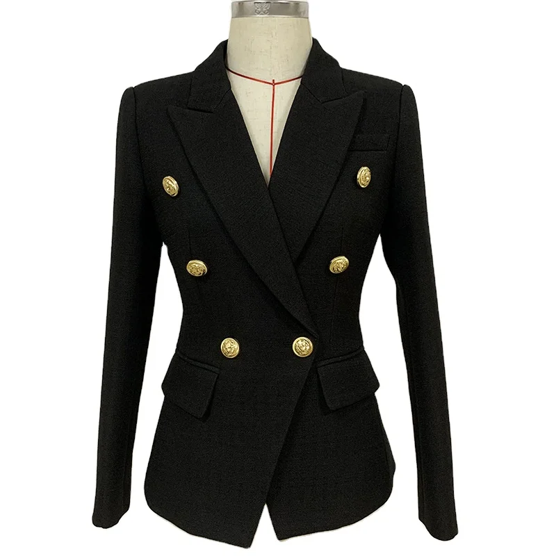 

2020 new arrivals designer double breasted golden button embellished women jacket blazer suits