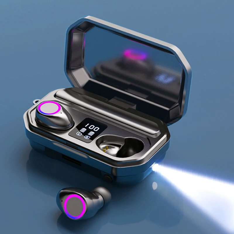 

Free Shipping 1 Sample OK Wireless Earphone BT 5.0 TWS Earbuds LED Display Power Bank Microphone BT Earphone