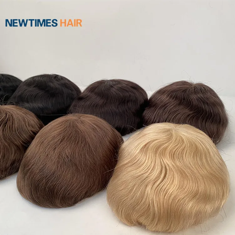 

wholesale super thin skin natural human hair replacement men toupee hair system wigs vendor for men