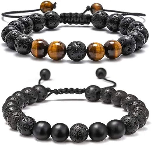 

8mm Stone Tiger Eye Agate Yoga Beads Adjustable Anxiety Aromatherapy Essential Oil Diffuser Healing Beaded Bracelets, Same as picture