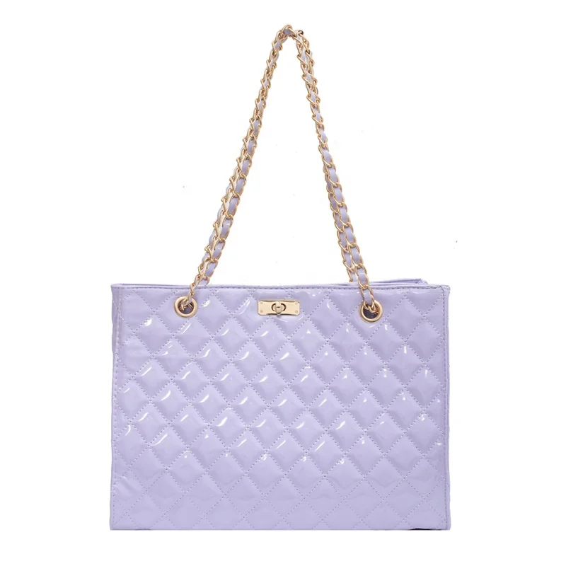 

2021 new retro rands chain shoulder bag PU leather large capacity lock handbag stylish simple bag woman, Picture