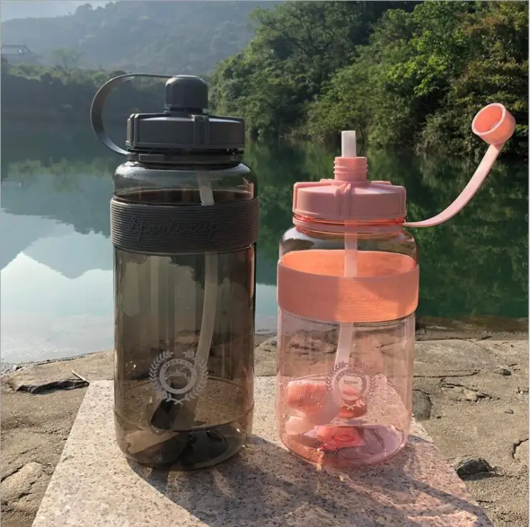 

New Design Portable Sports Fitness Large Capacity Plastic Bottle, Black green pink