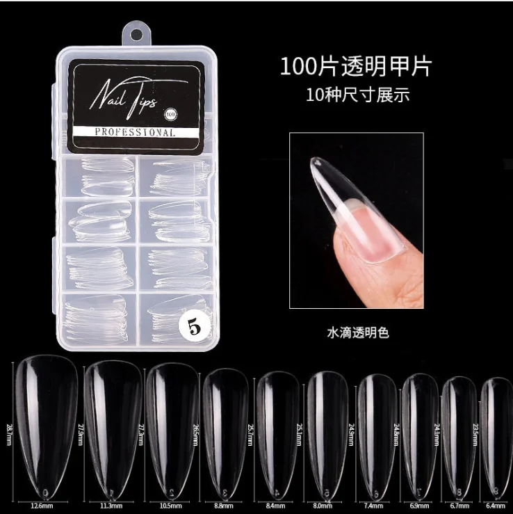 

100pcs/box Nail Art Patch Ultra-thin Seamless Transparent Full Cover False Nail Tips