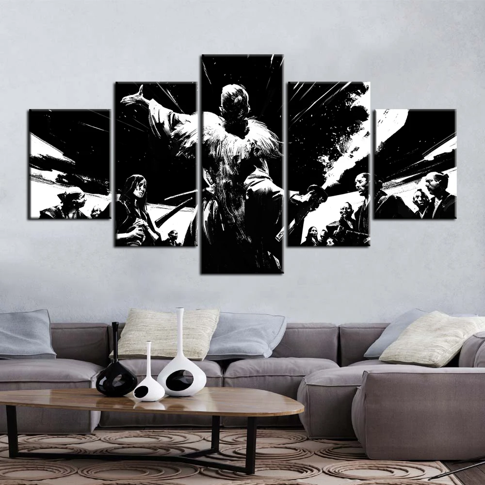 

5 Pieces Ghost of Tsushima Game Painting on Canvas HD Wallpaper Home Decor Wall Art Canvas Artwork Stickers Living Room Decor, Multiple colours