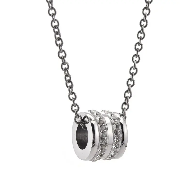 

Hot Selling Lucky Bead Pendant Design Choker stainless steel necklace with Crystal