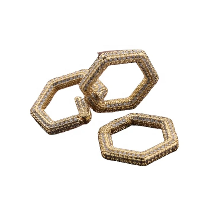 

Custom Wholesale Fashion Korean Gold Plated Copper Hexagon Shaped Zircon DIY Jewellry Accessory for Bracelet Necklace Making