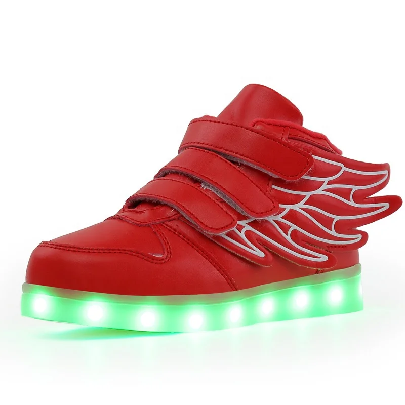 

Wholesale China factory USB Rechargeable Fashion Kids LED Shoes, Red, green, black, pink