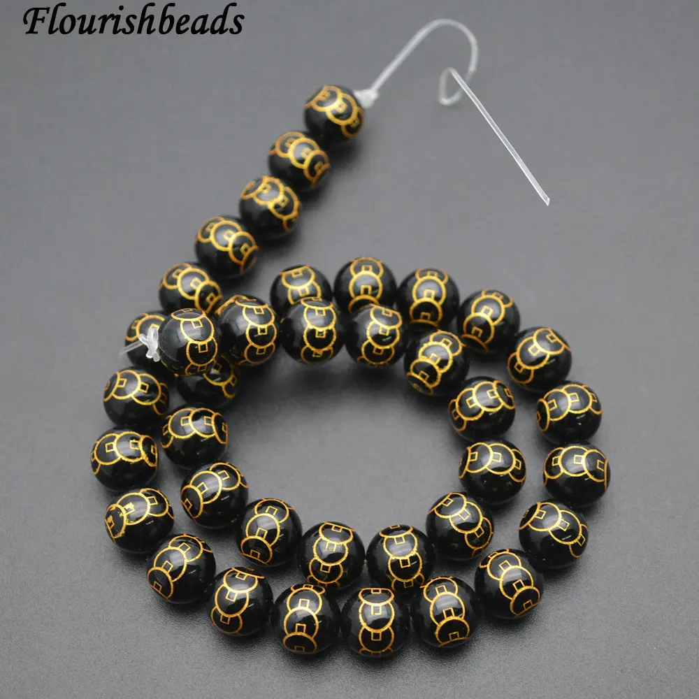 

White Veins Faceted Black Agate Round Loose Beads DIY Jewelry Making supplies