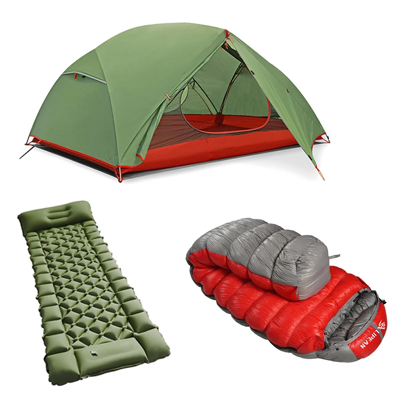 

LIPEAN 4 Season Portable Camping Combo Double Layers Waterproof Camping Tent and Down Sleeping Bag, Regular