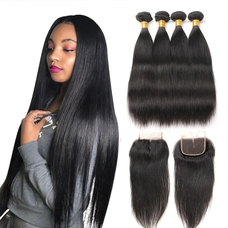 

8 to 40 inch Length Remy Hair Weave Bundles with Closure 8A Grade natural 100% virgin Brazilian human hair supplier in China