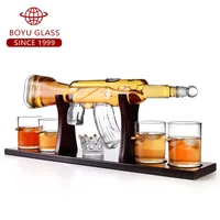 

Hot Selling Whiskey drinking vessel Pyrex Glass Crystal gun shape whiskey decanter gift set