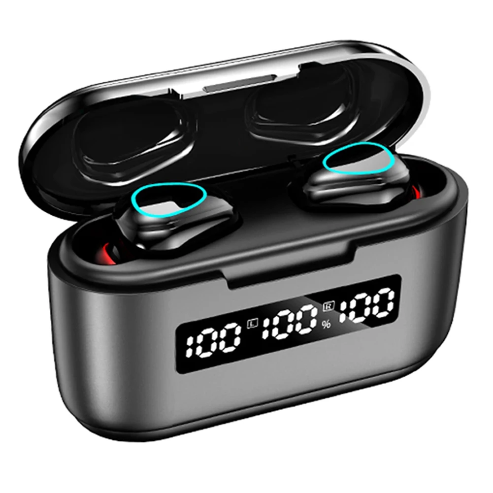 

2020 Newest 9D HIFI Sound Touch Control BT 5.1 3500mah Led Bluetooth Wireless Earphones Bluetooth Earphone Headphone, Black