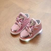 

2019 Wholesale and cheap fashion LED light children shoes, Cute hello kitty upper Sneaker flash shoes running sport shoes
