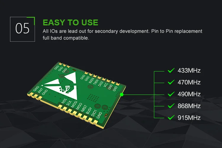 Cleqee-2 E22-900M22S SX1262 915Mhz 22dBm 6500m Long Range SMD IPEX  Wireless Transceiver (transmitter/receiver) LoRa IOT Module