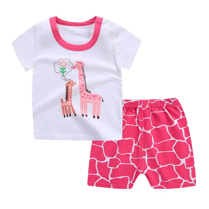 

2020 New Style Cute Boys Pajamas Kids Summer Sleepwear Boys Girls Set Suit With Print Factory Price