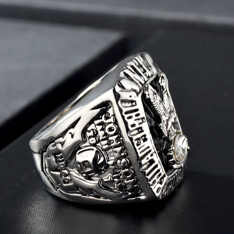 
1980 Philadelphia Football Championship Ring Black Silver Jewelry Zircon Alloy Sport Ring for men and women fans gift 