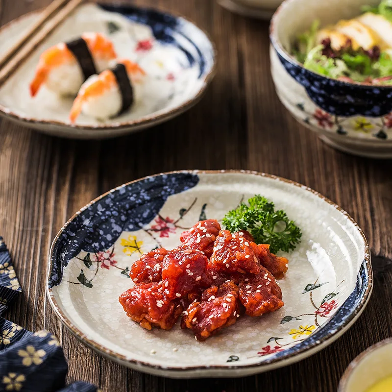 

Japanese Style Under-glaze Ceramic Color Tableware Sets Porcelain Kitchen Supplies Dish Bowl Plates party dinnerware Restaurant, Varied