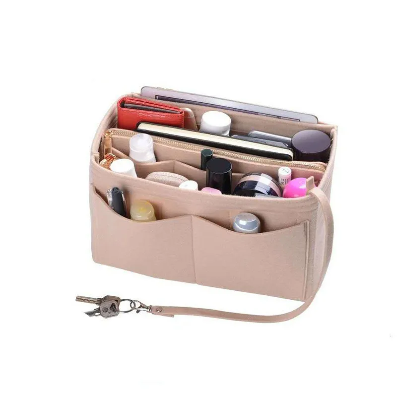 

Twinkle Felt Liner Fashion Multifunctional PINK Makeup cosmetic vanity Bag organizer For Women