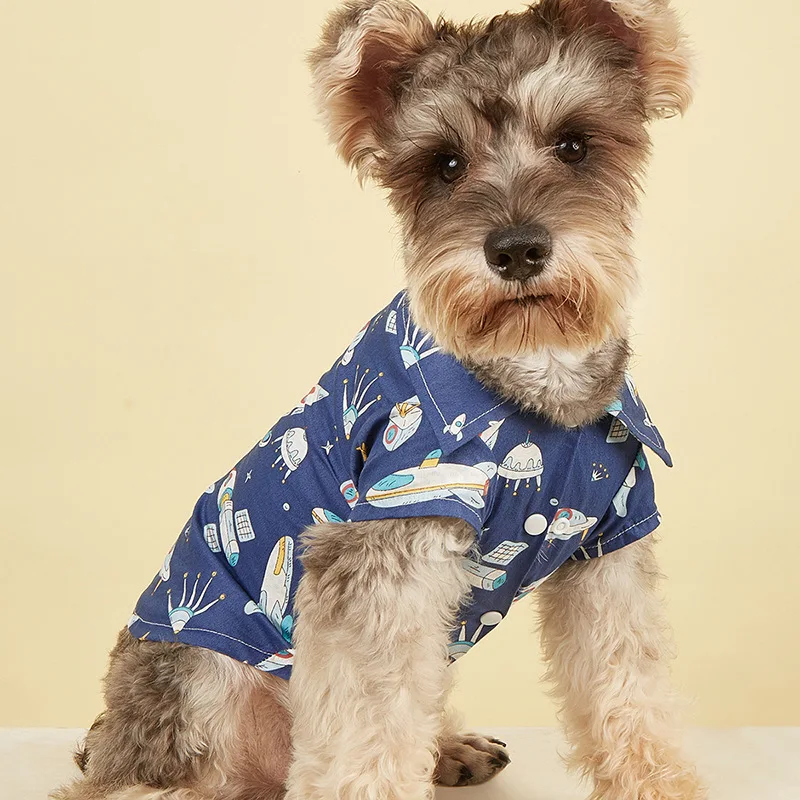 

Summer Pet Dog Cat Clothing Spaceship Print Shirt Puppy Designer Clothes Wholesale, 1 colors