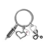 Wholesale Fashion Heart Shape Nurse Hat Doctor Medical Tools key Chain Syringe Stethoscope Charms Key Ring