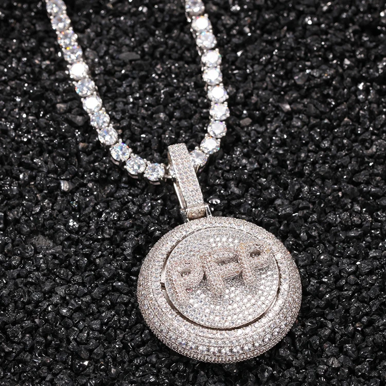 

Custom Rotating Letter Necklace Hiphop Pendant Jewelry