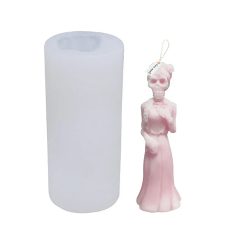 

0285 Halloween Human Bone Silicone Mold DIY Horror Bride and Groom Aromatherapy Candle Plaster Creative Decoration, Transparent