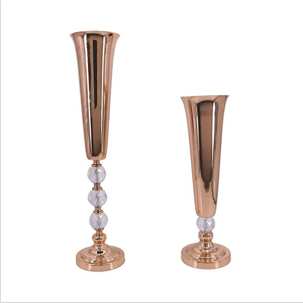 

Vases Crystal Horn-shaped Road Lead Europe Brief Wedding Tabletop Flower Vase Party Centerpiece For Home Decoration