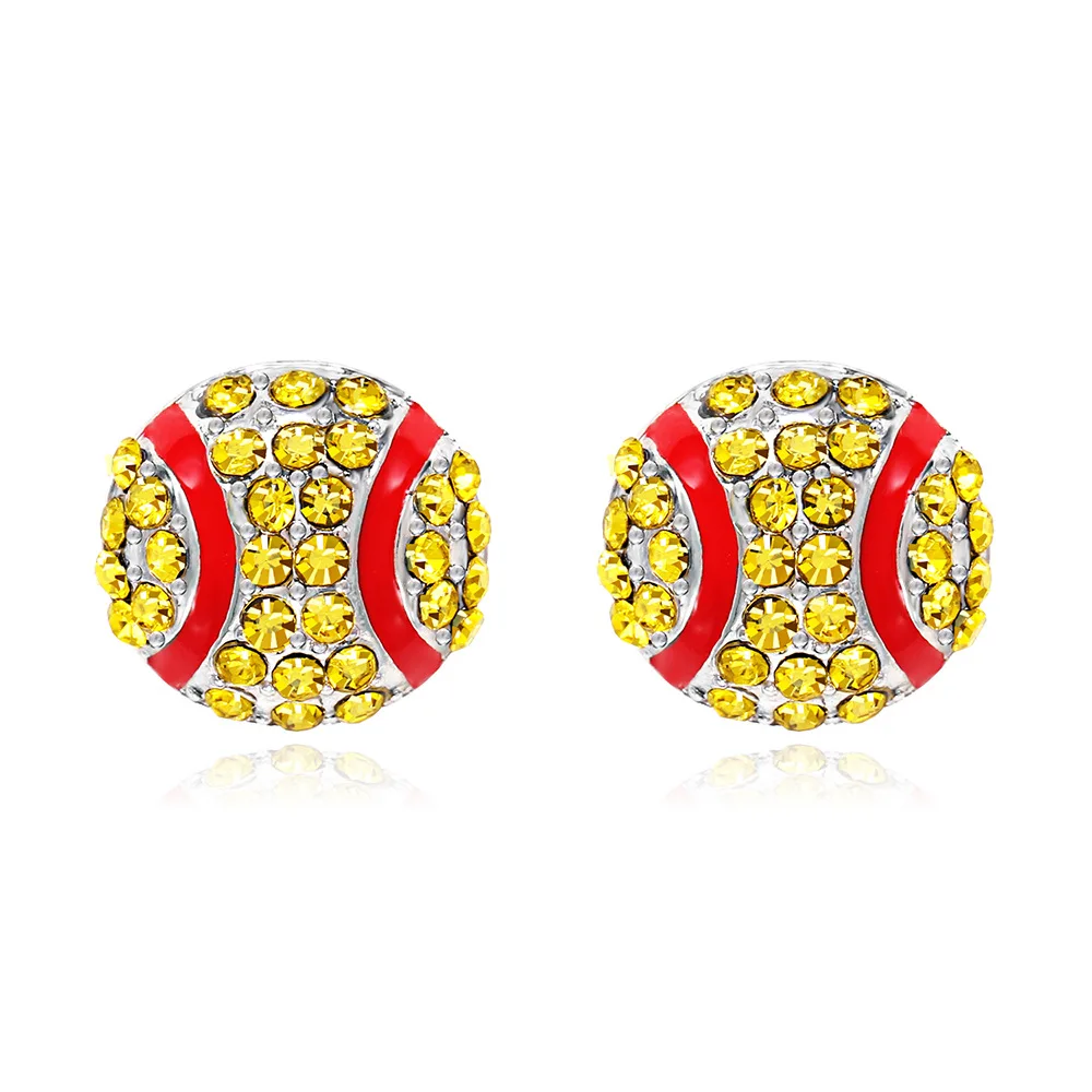 

Ladies Trendy Fashion Enamelled Jewelry Women Zinc Alloy Sports Baseball Stud Earrings