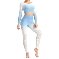 

Women's Seamless Ombre Seamless Tops Leggings Sport Two Piece Set Women Clothing