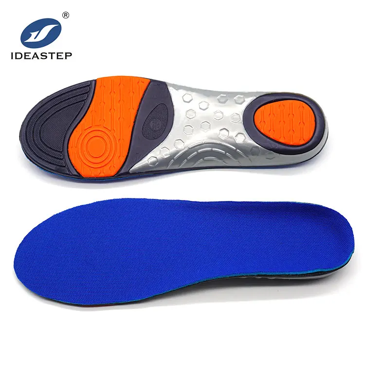 

Ideastep China factory price foot shell arch support polyurethane shock hiking insoles cushion for sport shoe, Blue + silver + black + orange