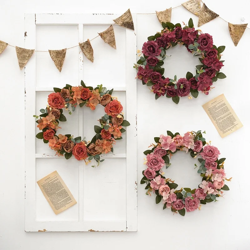 

Silk Peony Decoration Artificial Flowers Door Perfect Simulation Garland, Coffee/red/purple/dark pink/light pink/white