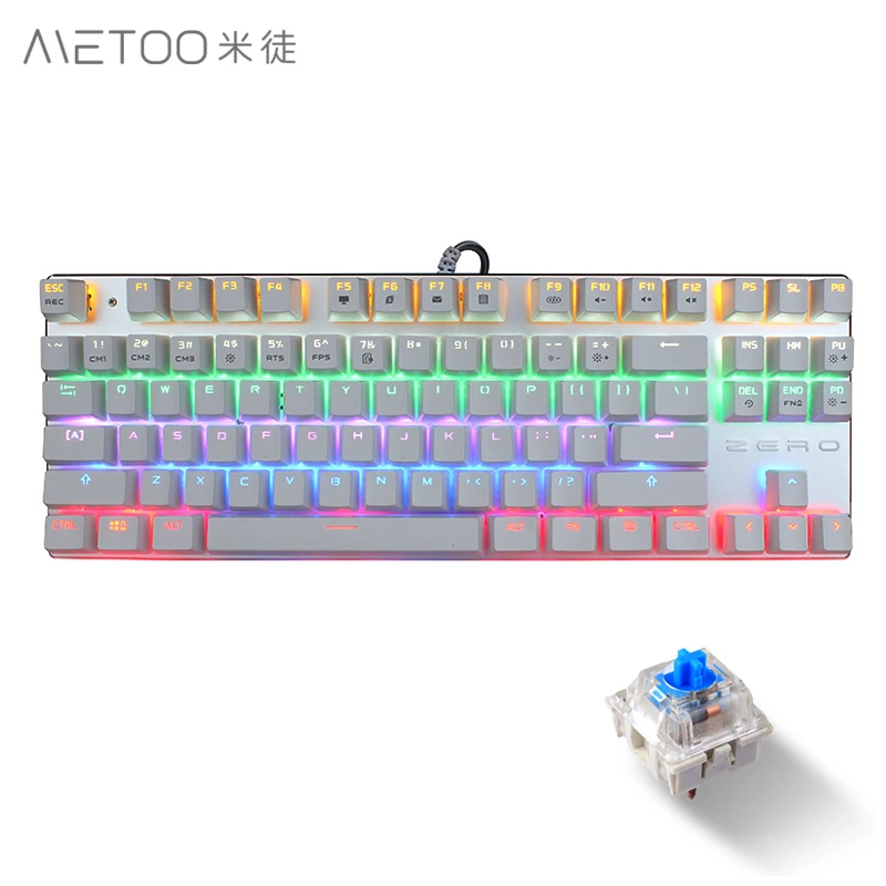 

METOO X76 Desktop USB PC Computer 87 Keys RGB Led Light Backlight Membrane Mechanical gaming Keyboard For Table