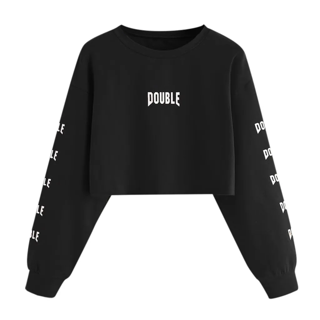 

New Product Ideas 2020 Autumn Winter Hooded Street Long Sleeve Loose Solid Color Hooded Casual Crop Top Sweatshirt Women Hoodies, Orange, red and black
