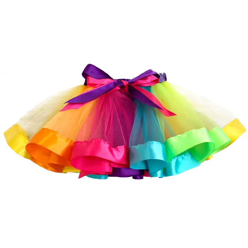 

Wholesale girl multicolor rainbow birthday party tutu skirts