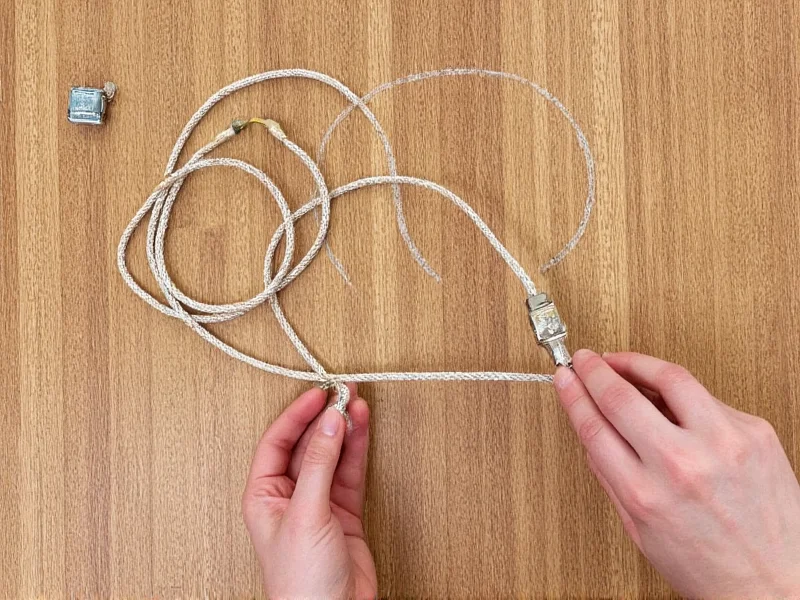 Measuring paracord for dog leash with chalk marks