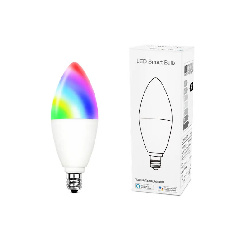 Rgbww color changing dimmable zigbee led light candle E12/E14 smart phone APP control Candle Bulb