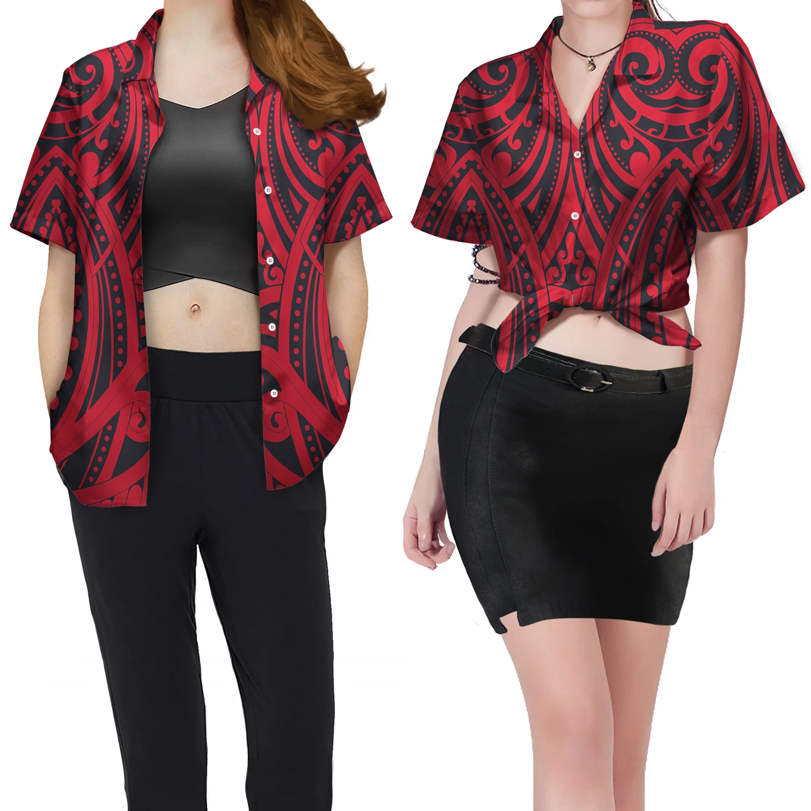 

2021 New Tops Print Short Sleeve Women Shirt Turn-down Collar Popular Series Polynesia Casual Blouse Female blouse women, Customized color