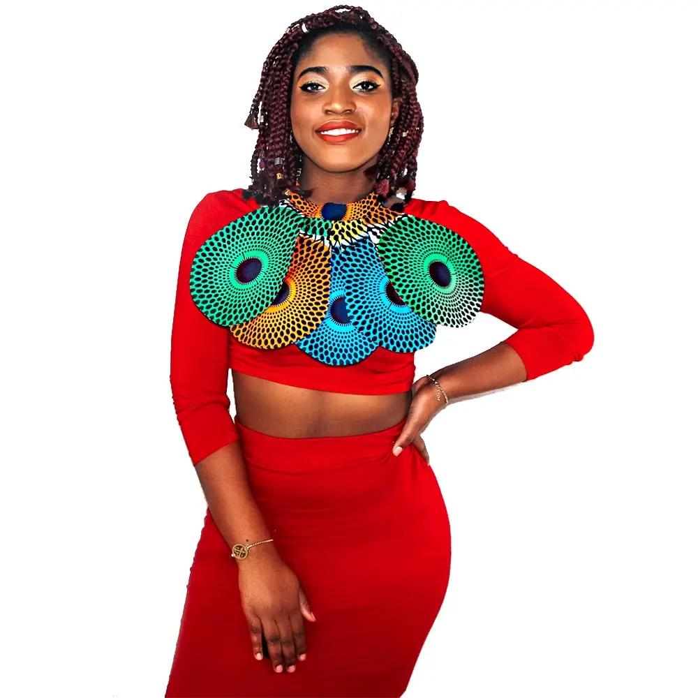 

African print fabric collar women stylish African ankara print bib necklace Africa clothing, Customized