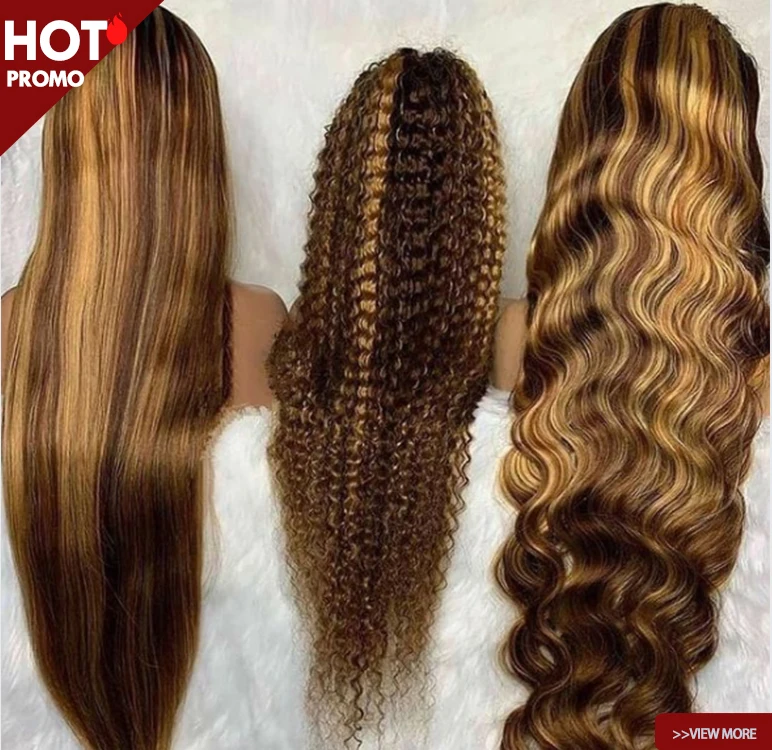 

Highlight Curly Wig Deal 100% Virgin Human Hair Highlight Hd Transparent Lace Frontal Straight Body Wave Highlight Wig