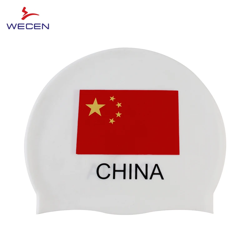 

55g Adult/Kids Flag Regular Silicone Swimming Cap 100% Silicone Leak Proof Swim Cap Silicone Custom Logo Low MOQ, Customized color