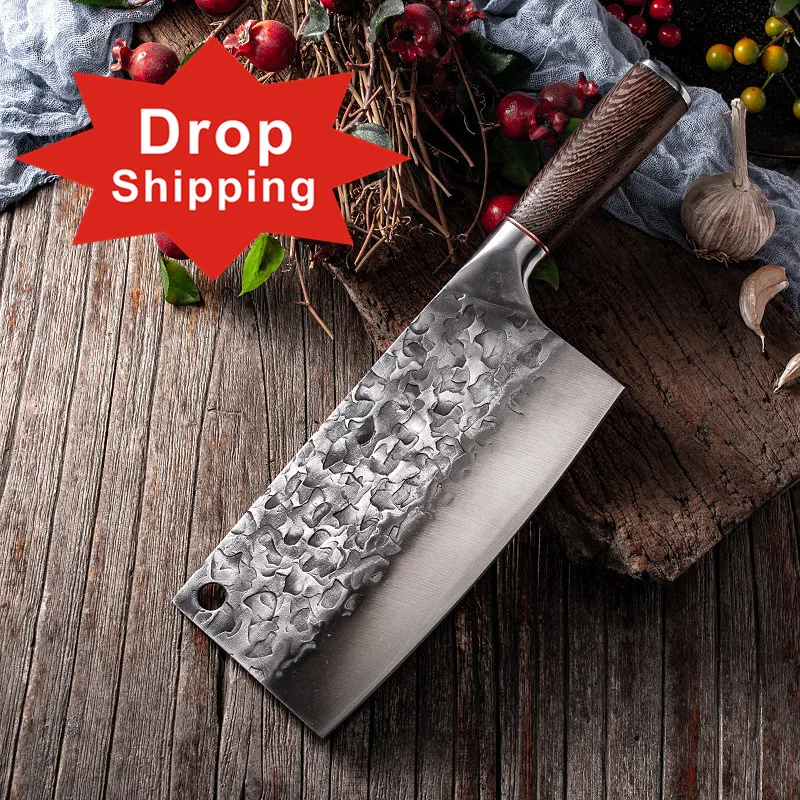

Multi-Function 8 inch High grade Stainless thickness 3 mm Super sharp kitchen chopping cleaver Chinese Chef butcher knife, Silver