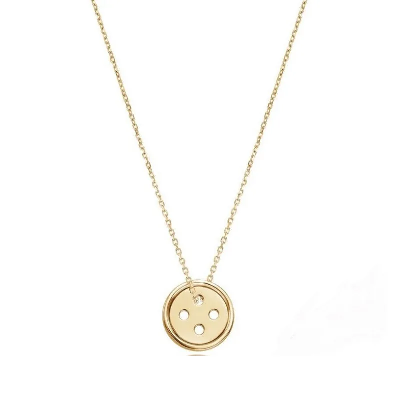 

Wholesale Unique Desig Sterling Silver Gold Plated 925 Silver Round Button Pendant Fashion Jewelry Necklace For Women, Gold,silver