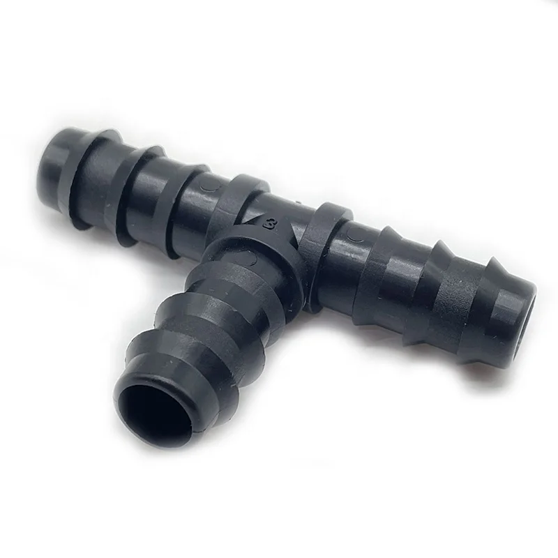 

Factory Base Price High Quality Material Drip Irrigation System Drip Pipe Fitting  Barbed Tee Connector, Black