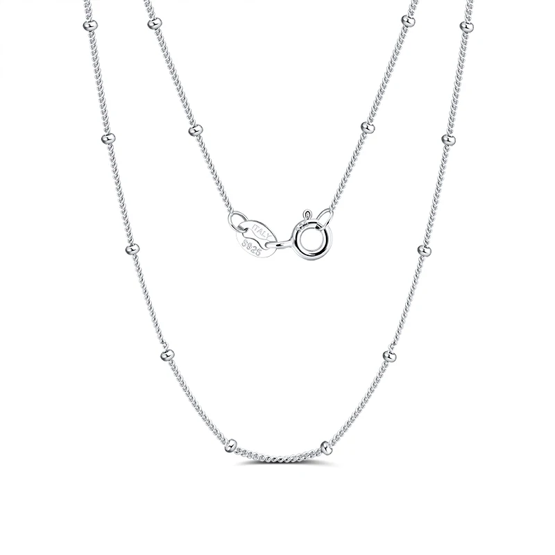 RINNTIN SC22 Charming and Minimalist Women's 925 Sterling Silver Electroplated 14K Gold Plated Bead Collarbone Chain Necklace