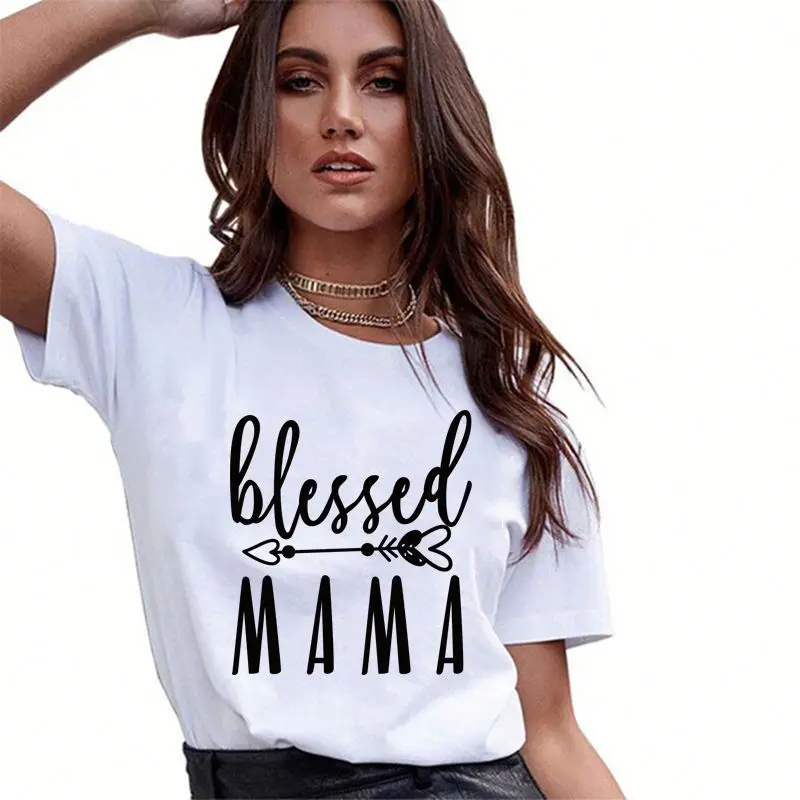 

Wholesale High Quality Custom Women Clothing Summer Blessed Mama Printed 3d T-shirt Ladies With Good Price