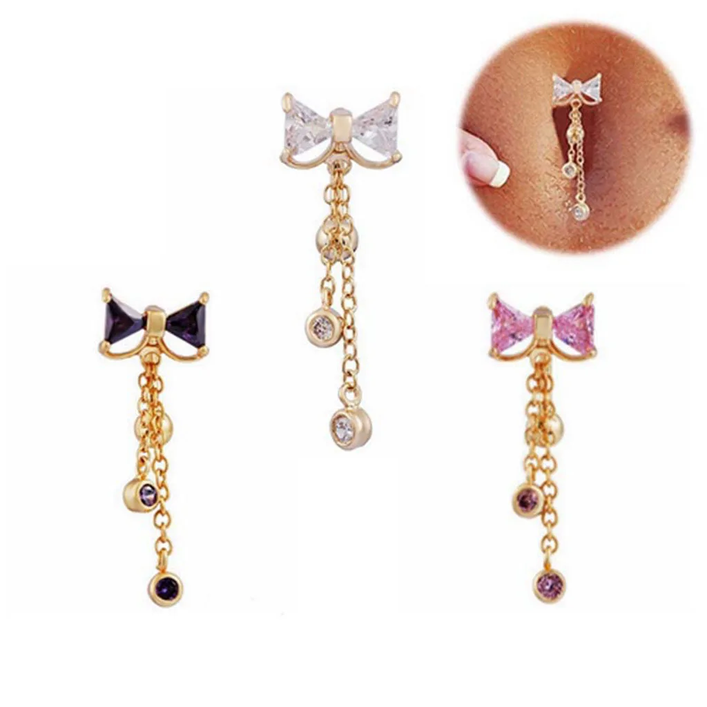 

Crystal Dangle Belly Button Rings Belly Piercing Body Navel Rings, White;pink;black